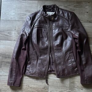 Bass deep purple/burgundy leather look jacket, size small